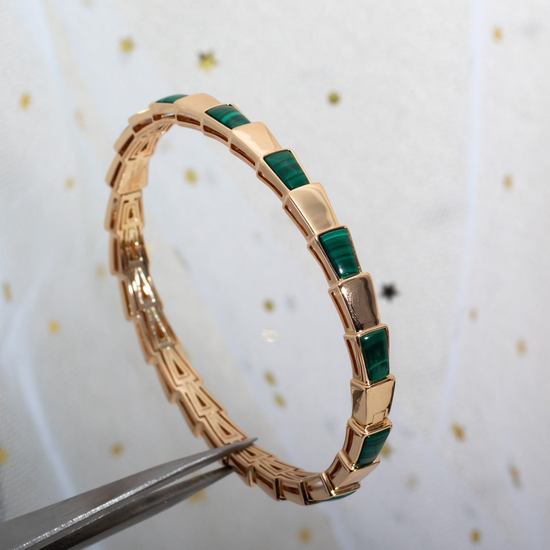 [LumiVibe]SERPENTI BRACELET PINK GOLD MALACHITE