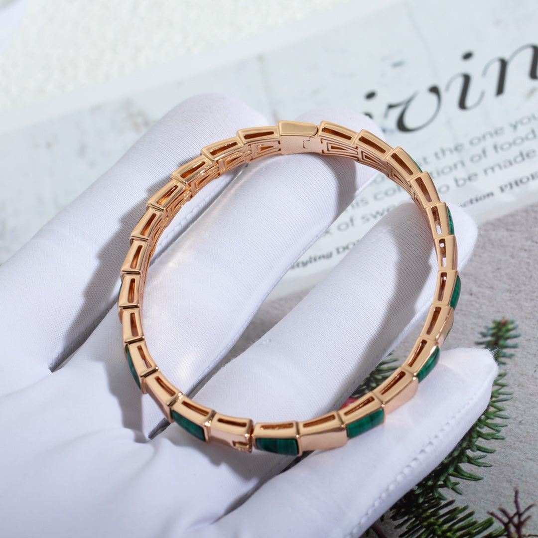 [LumiVibe]SERPENTI BRACELET PINK GOLD MALACHITE