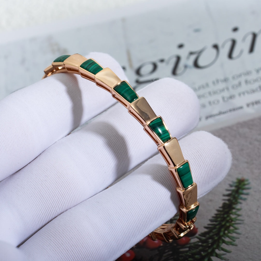 [LumiVibe]SERPENTI BRACELET PINK GOLD MALACHITE
