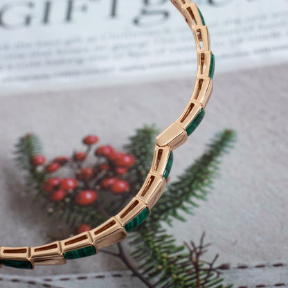 [LumiVibe]SERPENTI BRACELET PINK GOLD MALACHITE