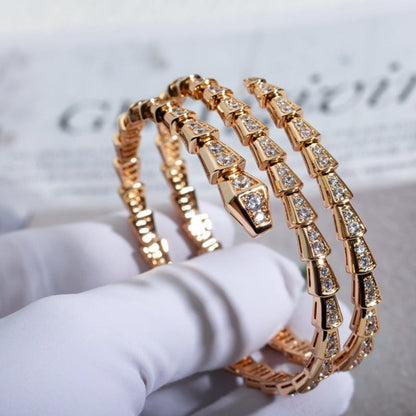 [LumiVibe]SERPENTI BRACELET PINK GOLD DIAMOND DOUBLE ROW
