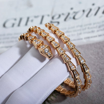 [LumiVibe]SERPENTI BRACELET PINK GOLD DIAMOND DOUBLE ROW