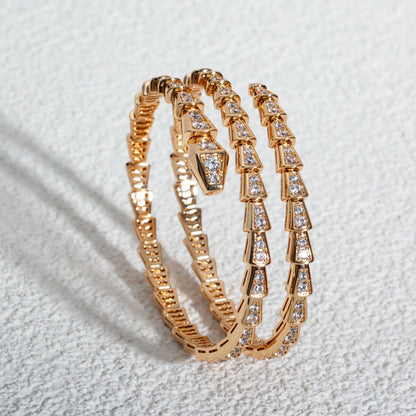 [LumiVibe]SERPENTI BRACELET PINK GOLD DIAMOND DOUBLE ROW