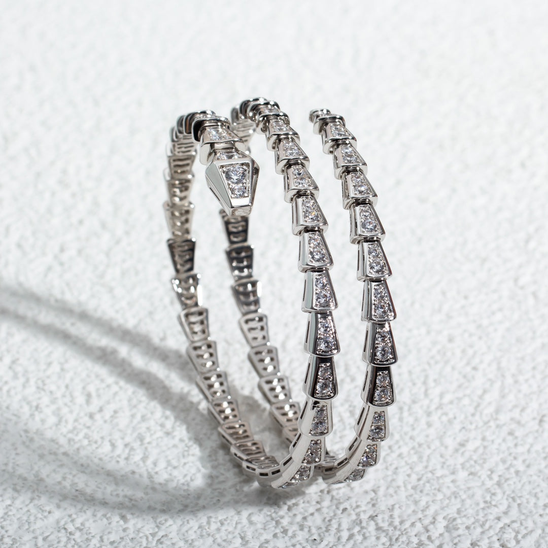 [LumiVibe]SERPENTI BRACELET SILVER DIAMOND DOUBLE ROW