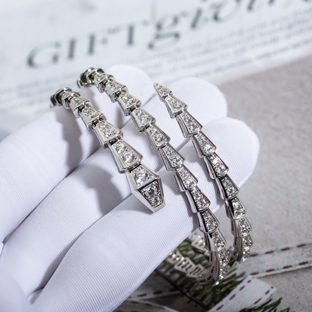 [LumiVibe]SERPENTI BRACELET SILVER DIAMOND DOUBLE ROW