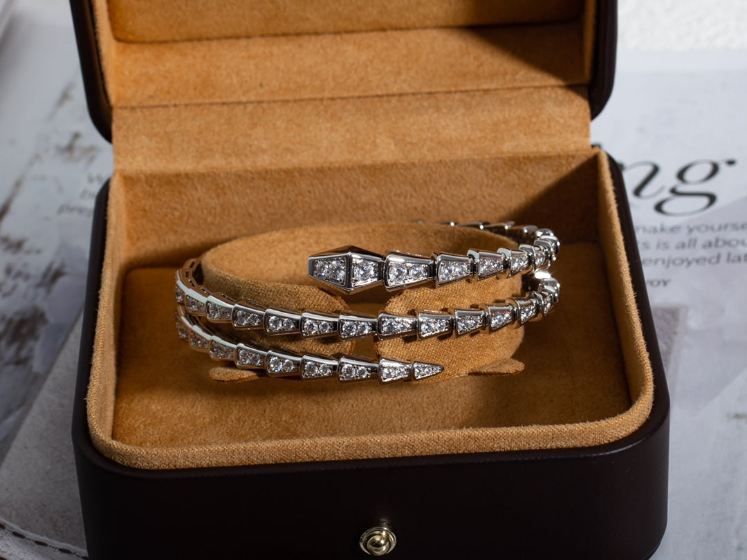 [LumiVibe]SERPENTI BRACELET SILVER DIAMOND DOUBLE ROW