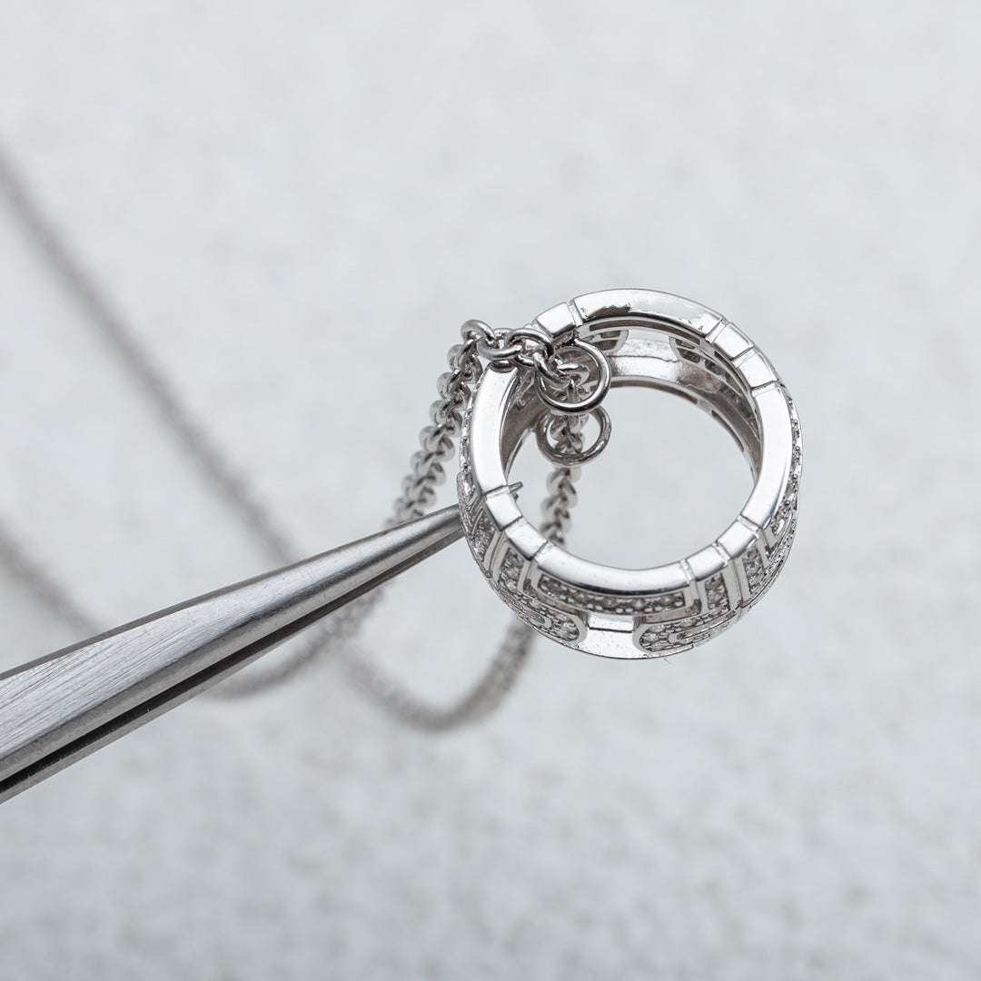 [LumiVibe]PARENTESI NECKLACE SILVER DIAMOND