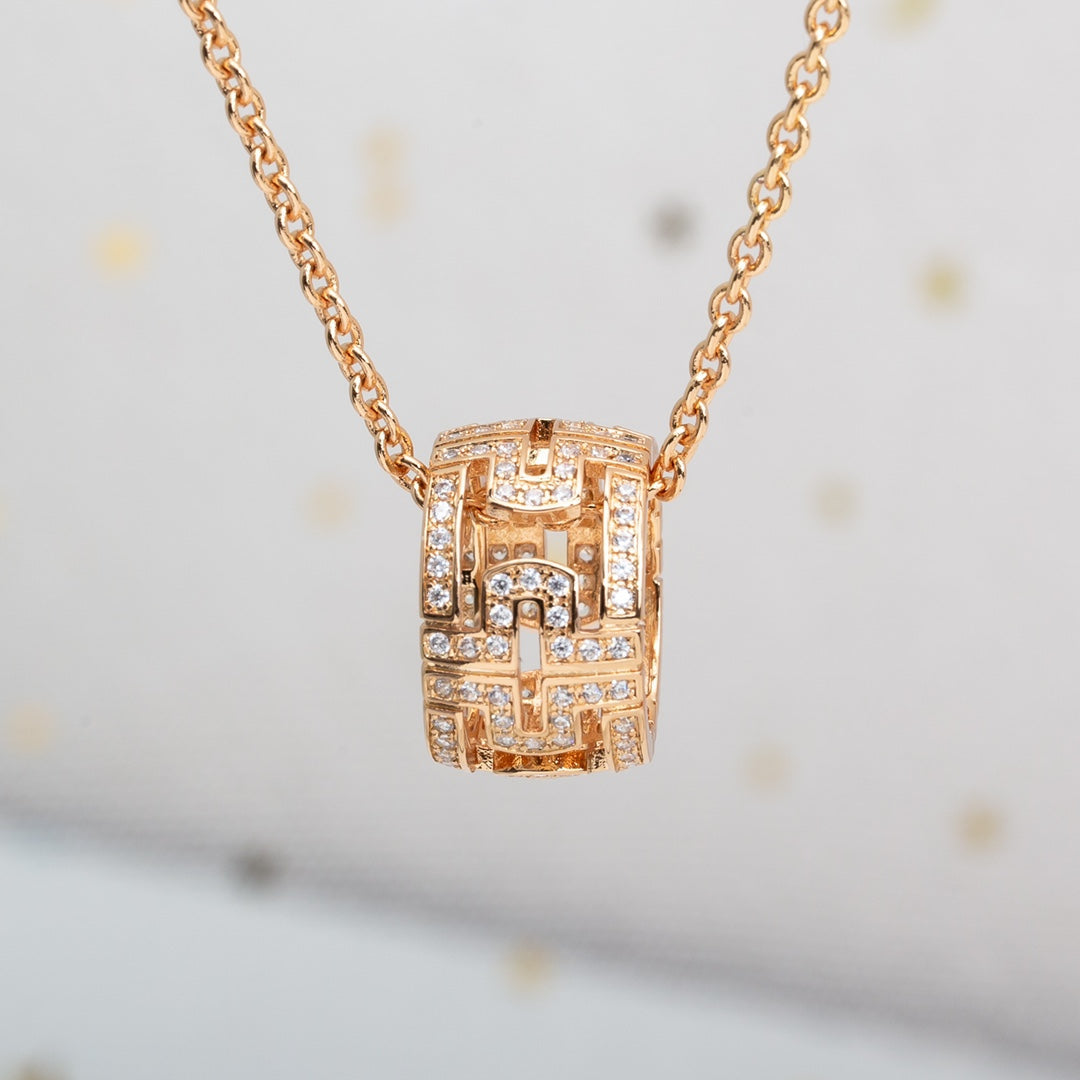 [LumiVibe]PARENTESI NECKLACE PINK GOLD DIAMOND