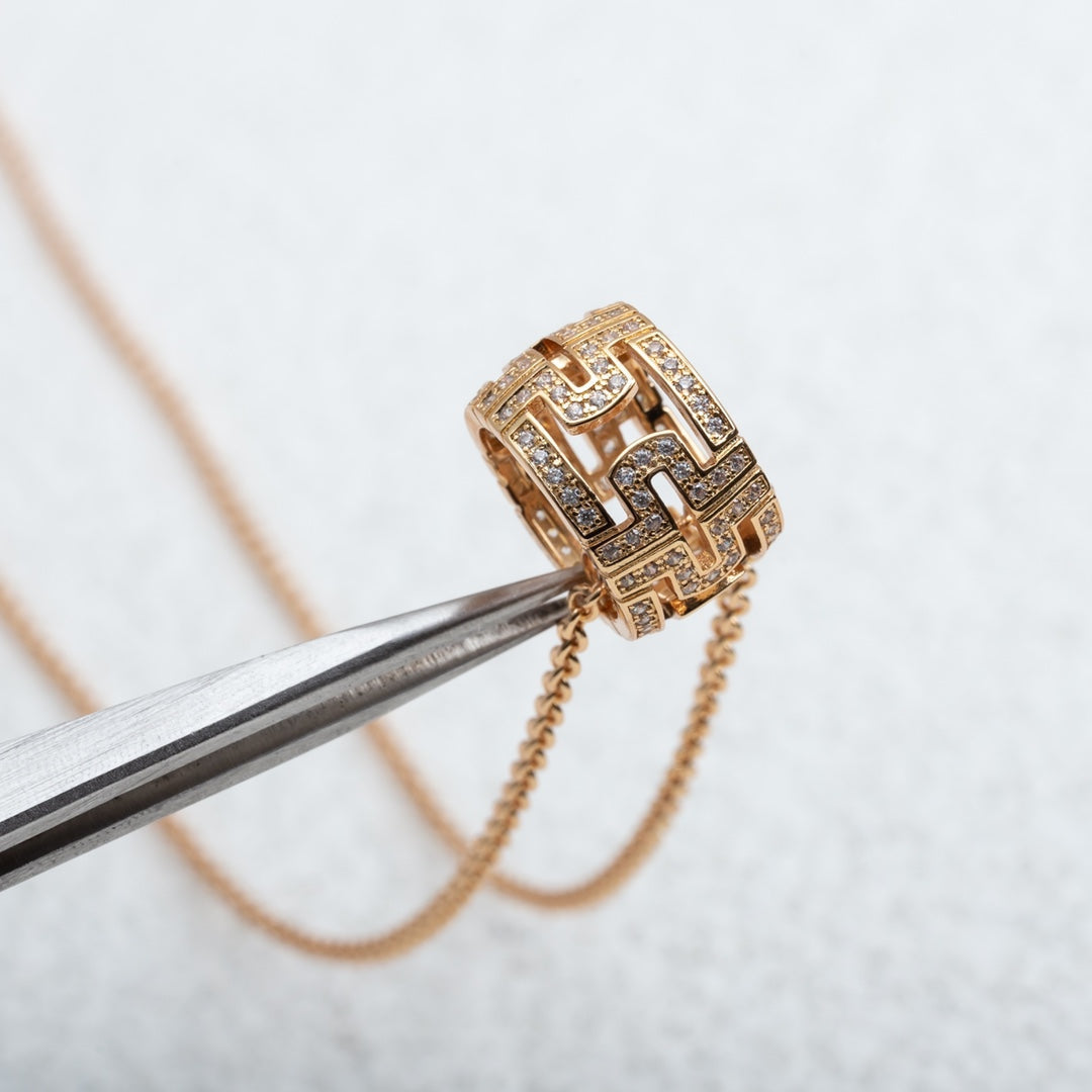[LumiVibe]PARENTESI NECKLACE PINK GOLD DIAMOND