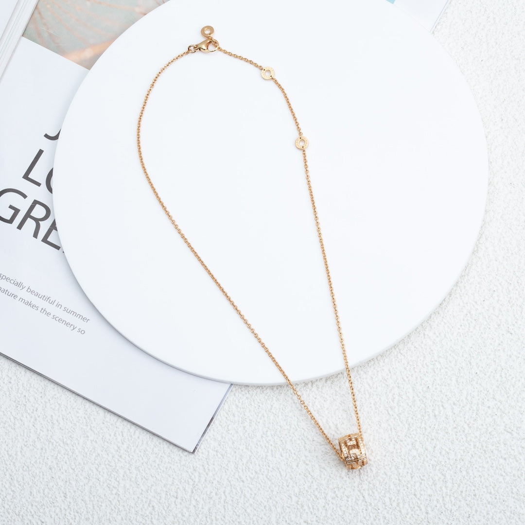 [LumiVibe]PARENTESI NECKLACE PINK GOLD DIAMOND