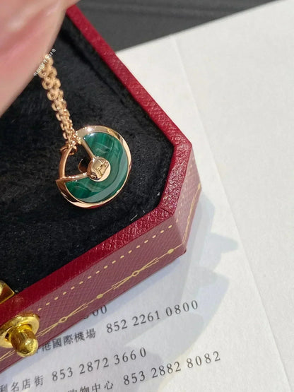 [LumiVibe]AMULETTE ROSE GOLD MALACHITE NECKLACE