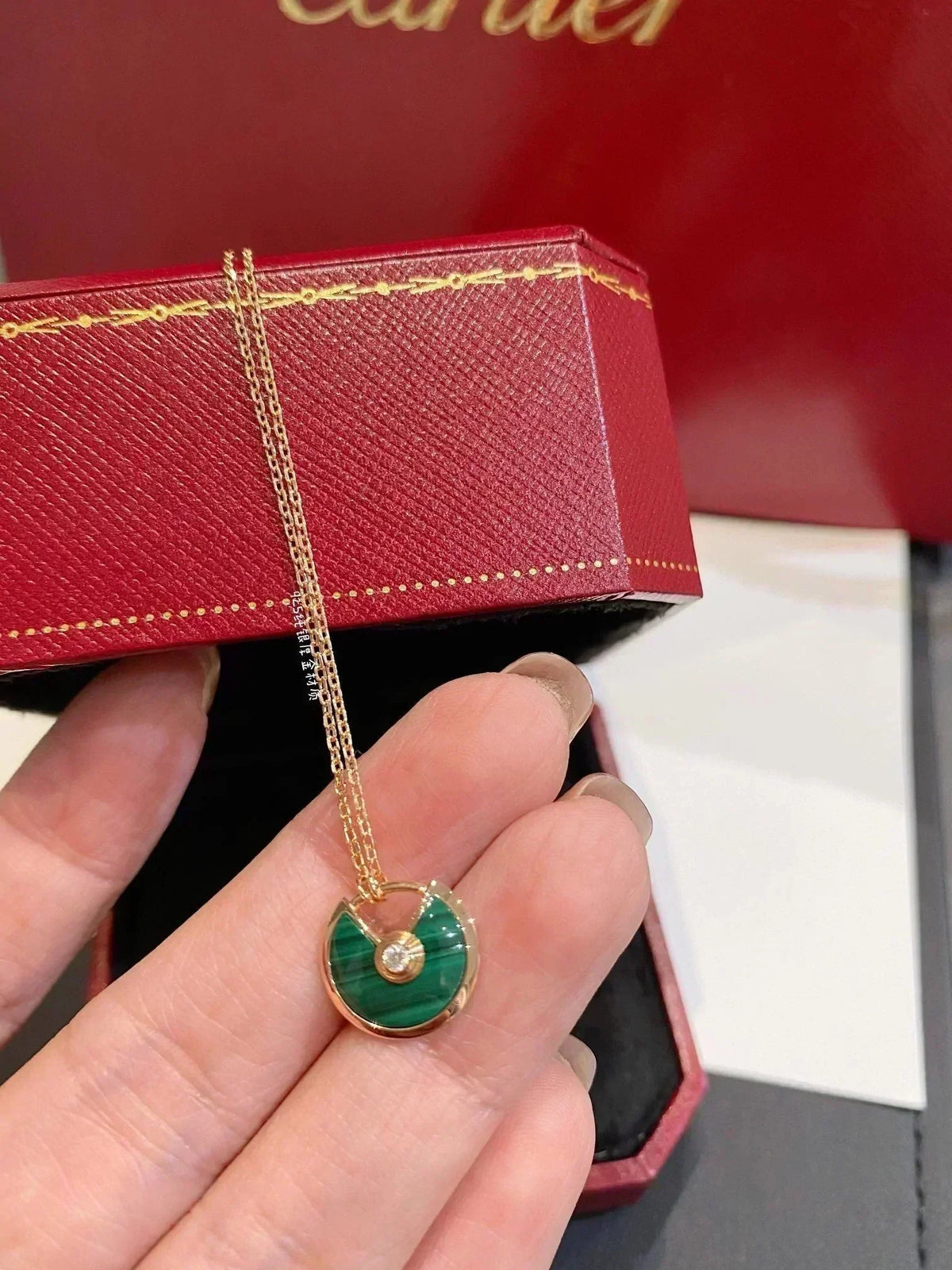 [LumiVibe]AMULETTE ROSE GOLD MALACHITE NECKLACE