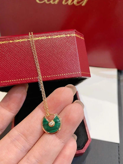 [LumiVibe]AMULETTE ROSE GOLD MALACHITE NECKLACE