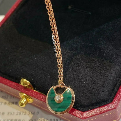 [LumiVibe]AMULETTE ROSE GOLD MALACHITE NECKLACE