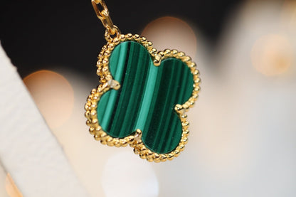 [LumiVibe]CLOVER EARRINGS GOLD MALACHITE DIAMOND 3 MOTIF