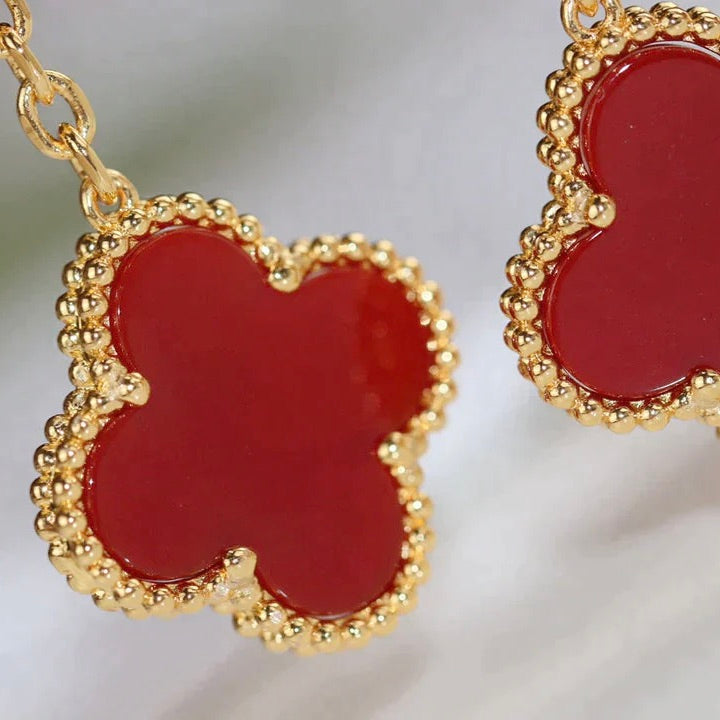 [LumiVibe]CLOVER  2 MOTIF  TIGER EYE CARNELIAN EARRINGS