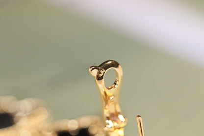 [LumiVibe]CLOVER EARRINGS GOLD ONYX MOP 3 MOTIF