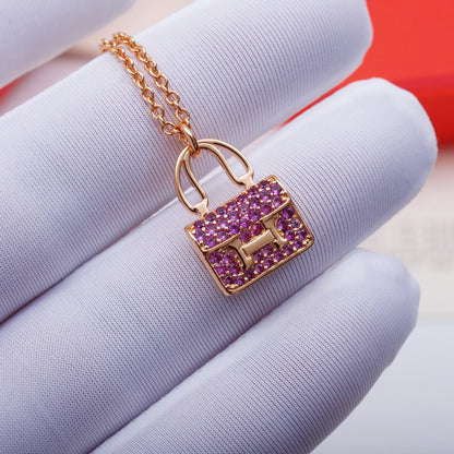 [LumiVibe]CONSTANCE PEDANT PURPLE DIAMOND NECKLACE
