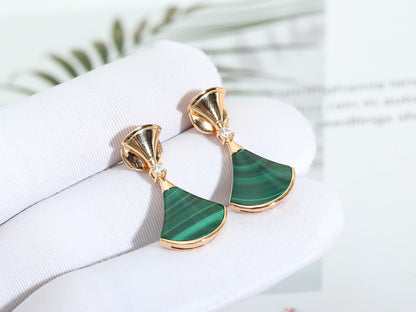 [LumiVibe]DREAM MALACHITE PINK GOLD EARRINGS