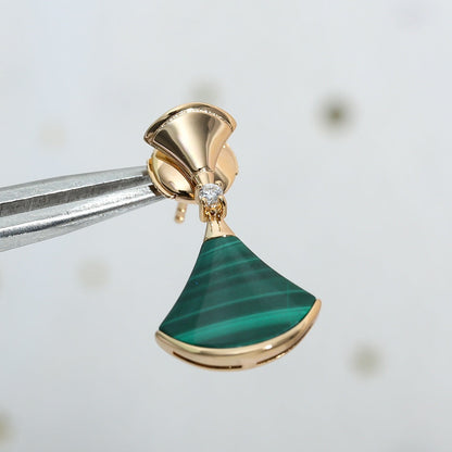 [LumiVibe]DREAM MALACHITE PINK GOLD EARRINGS