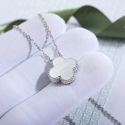 [LumiVibe]CLOVER  15MM DIAMOND LASER NECKLACE SILVER