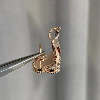 [LumiVibe]CLOVER MEDIUM 1 MOTIFS  PINK MOP DIAMOND EARRINGS
