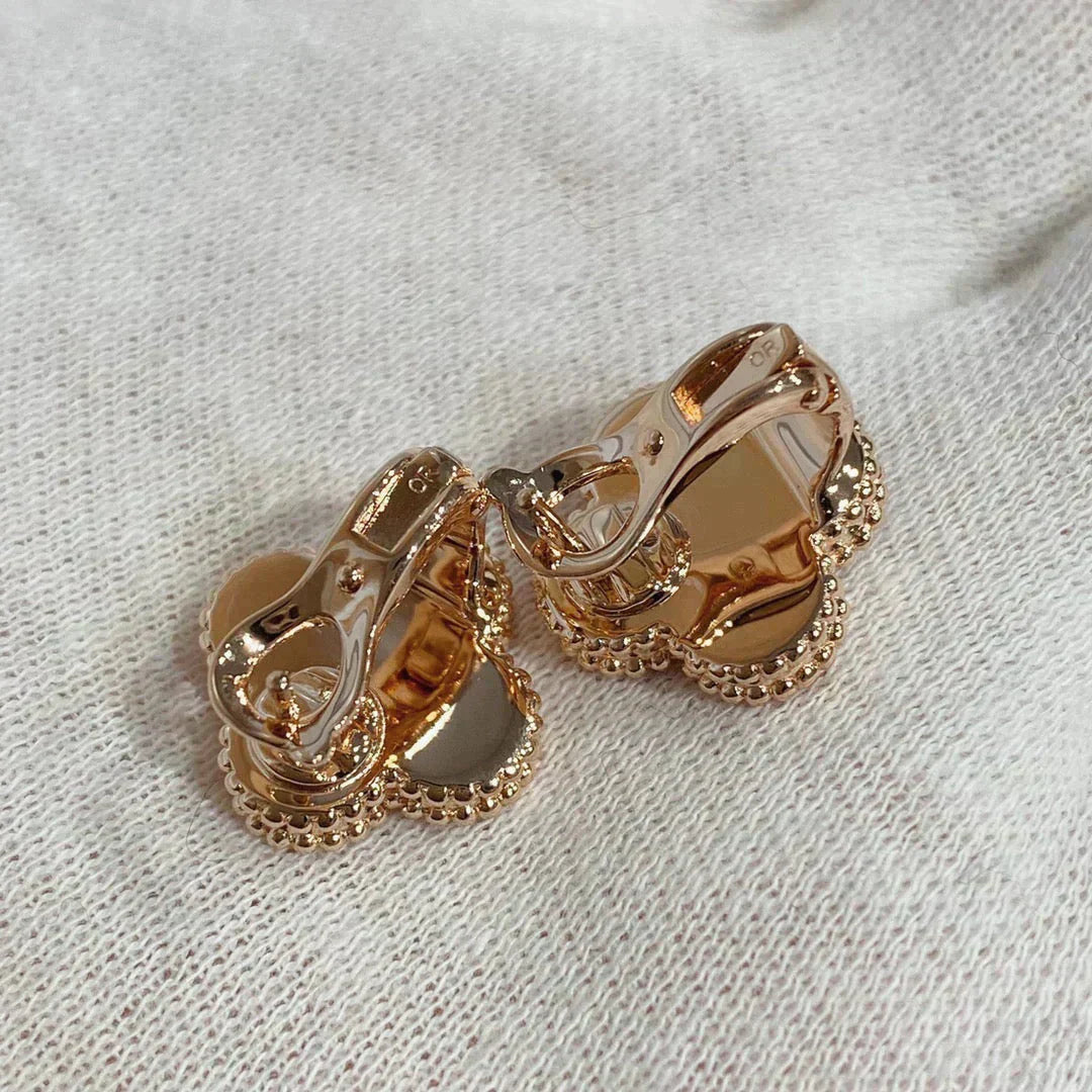 [LumiVibe]CLOVER MEDIUM 1 MOTIFS CARNELIAN  DIAMOND earrings