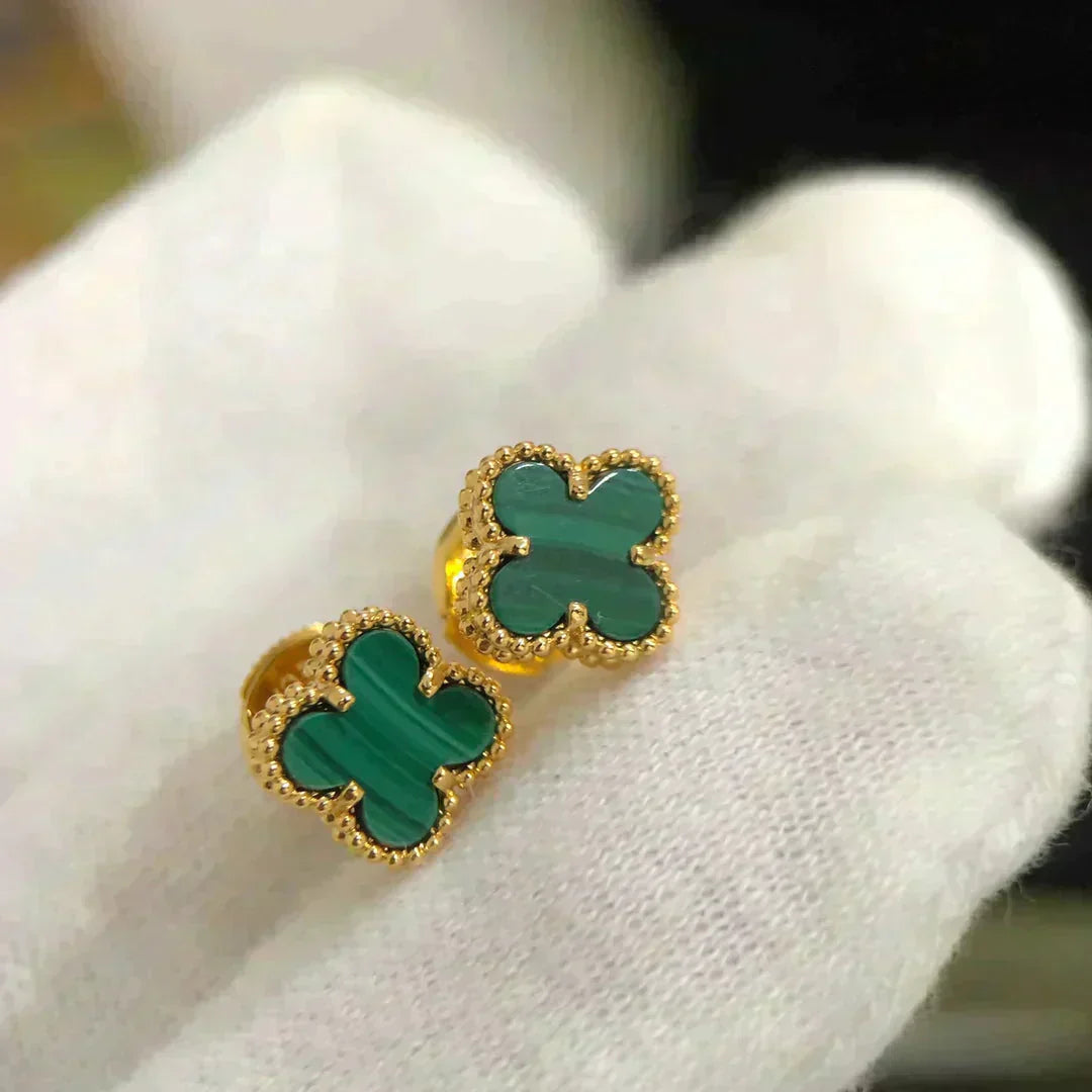 [LumiVibe]CLOVER MINI 9.5MM MALACHITE  EARRINGS