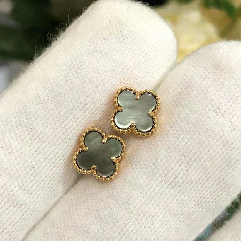 [LumiVibe]CLOVER MINI 9.5MM GRAY MOP EARRINGS