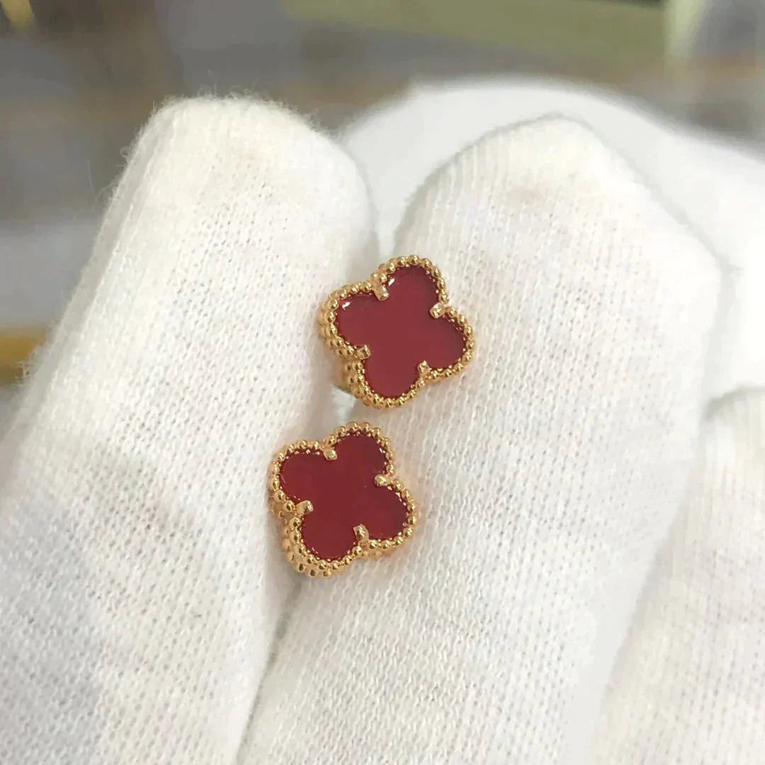 [LumiVibe]CLOVER MINI 9.5MM CARNELIAN EARRINGS