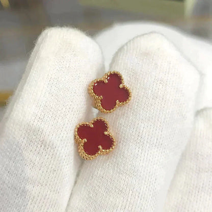 [LumiVibe]CLOVER MINI 9.5MM CARNELIAN EARRINGS