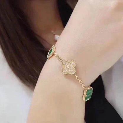 [LumiVibe] CLOVER 5 MOTIF MALACHITE BRACELET COLLECTION
