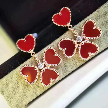 [LumiVibe]SWEET CLOVER CARNELIAN EARRINGS
