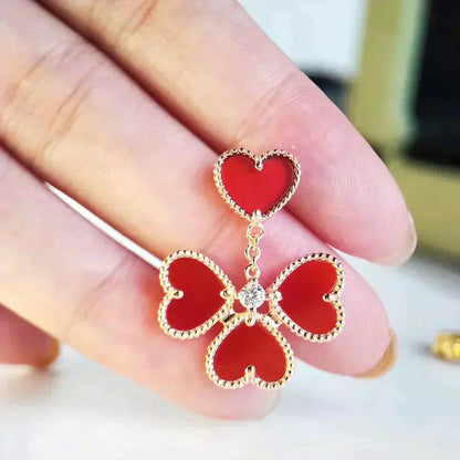 [LumiVibe]SWEET CLOVER CARNELIAN EARRINGS