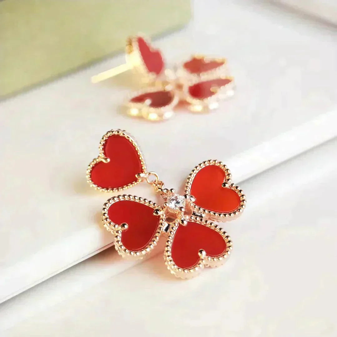 [LumiVibe]SWEET CLOVER CARNELIAN EARRINGS