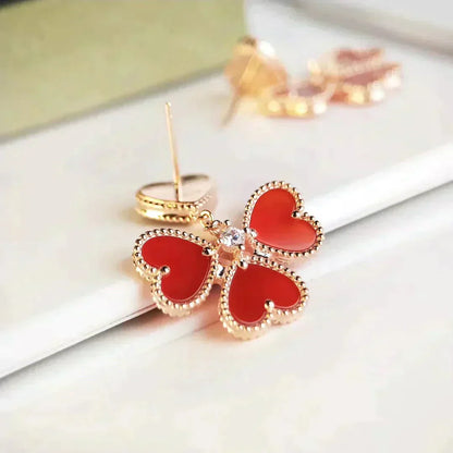 [LumiVibe]SWEET CLOVER CARNELIAN EARRINGS