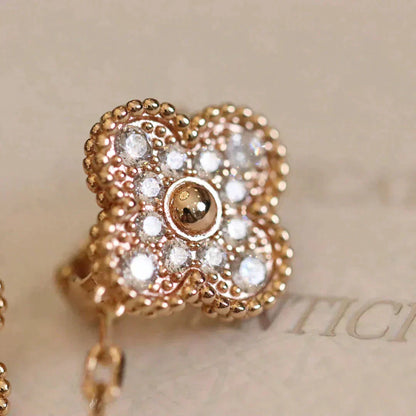 [LumiVibe]CLOVER MEDIUM 1 MOTIFS FUll DIAMOND EARRINGS