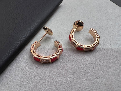 [LumiVibe]SERPENTI CARNELIAN PINK GOLD EARRINGS