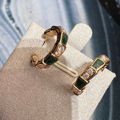 [LumiVibe]SERPENTI MALACHITE PINK GOLD EARRINGS