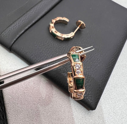 [LumiVibe]SERPENTI MALACHITE PINK GOLD EARRINGS