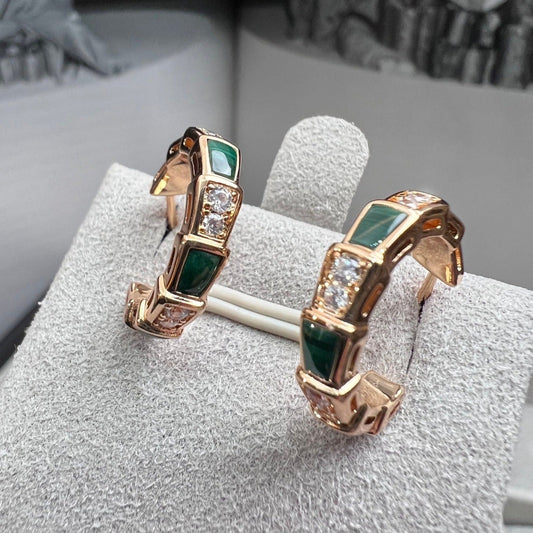 [LumiVibe]SERPENTI MALACHITE PINK GOLD EARRINGS