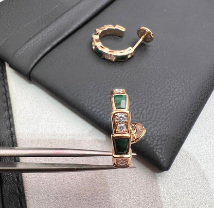 [LumiVibe]SERPENTI MALACHITE PINK GOLD EARRINGS