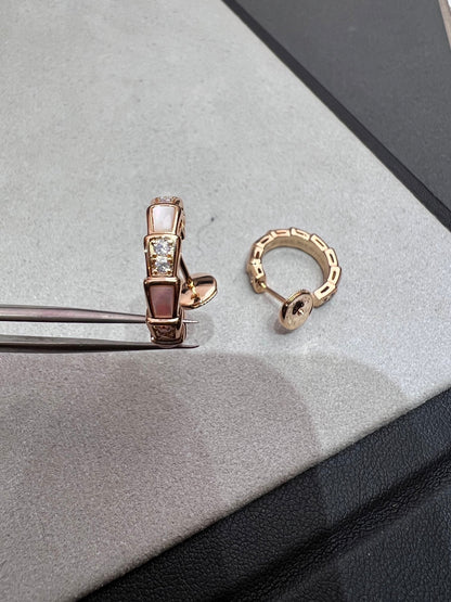 [LumiVibe]SERPENTI MOP PINK GOLD EARRINGS