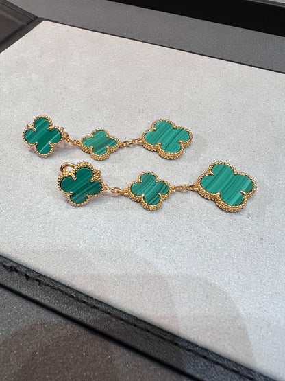 [LumiVibe]CLOVER MALACHITE 3 MOTIFS GOLD