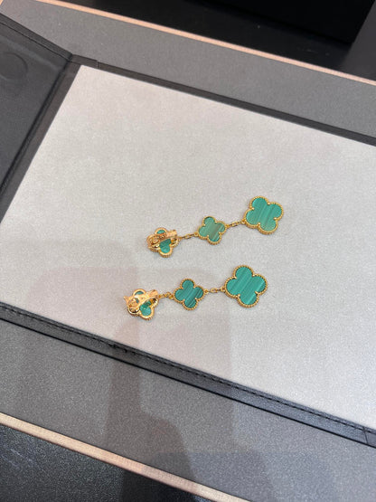 [LumiVibe]CLOVER MALACHITE 3 MOTIFS GOLD