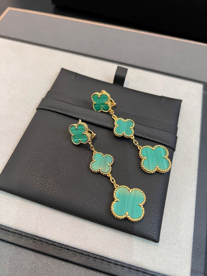 [LumiVibe]CLOVER MALACHITE 3 MOTIFS GOLD