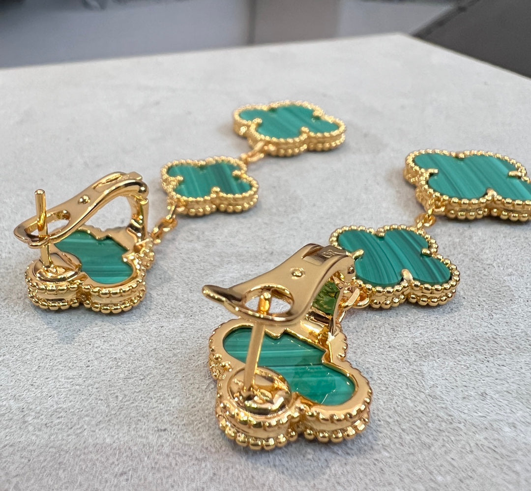 [LumiVibe]CLOVER MALACHITE 3 MOTIFS GOLD
