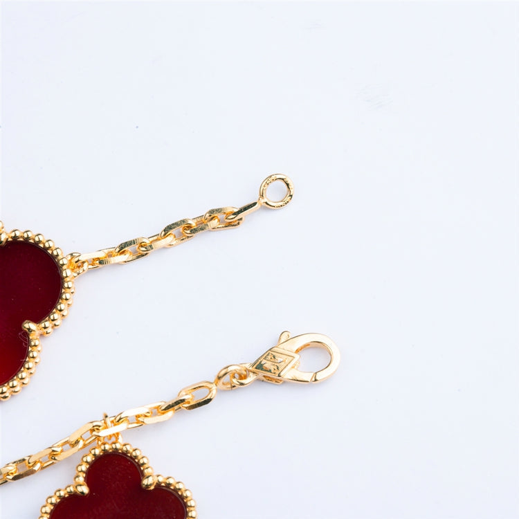[LumiVibe]CLOVER BRACELET 5 MOTIFS CARNELIAN TIGER EYE