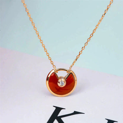 [LumiVibe]AMULETTE GOLD CARNELIAN ONYX NECKLACE