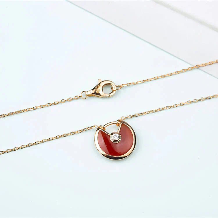[LumiVibe]AMULETTE GOLD CARNELIAN ONYX NECKLACE